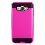 Wholesale Samsung Galaxy J7 (2015) Iron Shield Hybrid Case (Hot Pink)